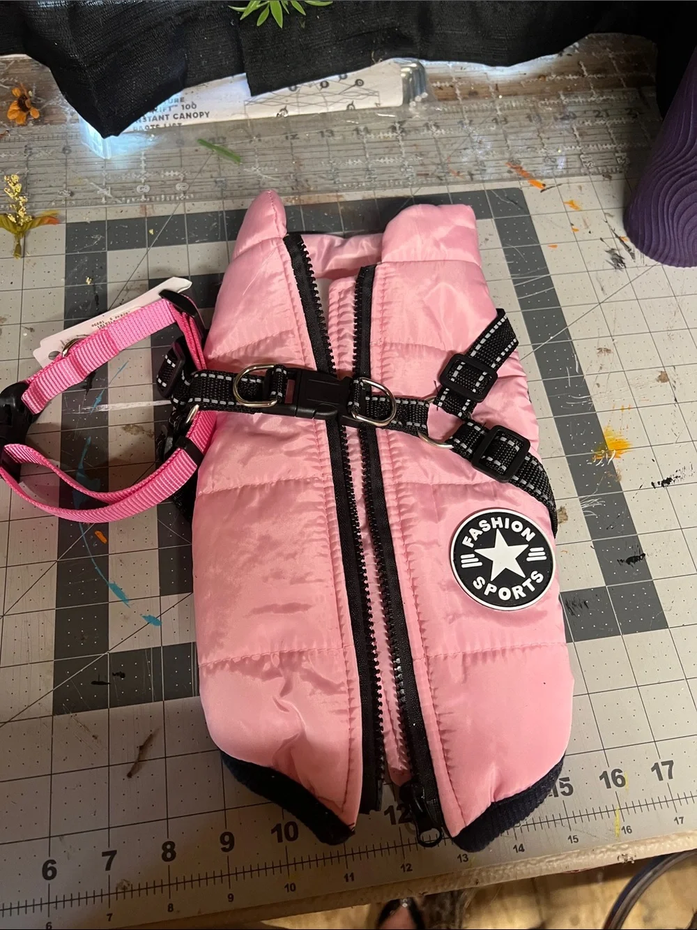 Pink Kids Puffer Harness Jacket